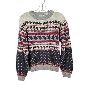 Steep Slopes Ski Sweater Vintage Fair Isle Nordic Knit Red Navy Men's Medium